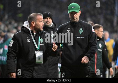 Brême, Deutschland. 09 novembre 2024. 09.11.2024, wohninvest Weserstadion, Brême, GER, 1. FBL, SV Werder Brême vs Holstein Kiel im Bild/Picture Shows Halbzeitpause. 1:0. Co-entraîneur Tom Cichon (Werder Brême) und entraîneur Ole Werner (Werder Brême) Foto © nordphoto GmbH/Kokenge LA RÉGLEMENTATION DFB INTERDIT TOUTE UTILISATION DE PHOTOGRAPHIES COMME SÉQUENCES D'IMAGES ET/OU QUASI-VIDÉO. Crédit : dpa/Alamy Live News Banque D'Images