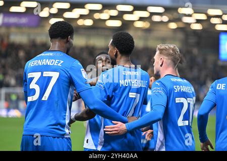 London Road, Peterborough le samedi 9 novembre 2024. Malik Mothersille (7 Peterborough United) célèbre après avoir marqué le quatrième but des équipes lors du match de Sky Bet League 1 entre Peterborough et Cambridge United à London Road, Peterborough, samedi 9 novembre 2024. (Photo : Kevin Hodgson | mi News) crédit : MI News & Sport /Alamy Live News Banque D'Images