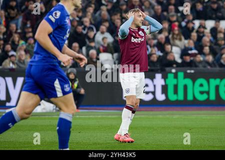 Londres, Royaume-Uni. 09 novembre 2024. Londres, Angleterre, 09 novembre 2024 : Jarrod Bowen (20 West Ham) lors du match de premier League entre West Ham et Everton au London Stadium à Londres, Angleterre. (Pedro Porru/SPP) crédit : SPP Sport Press photo. /Alamy Live News Banque D'Images