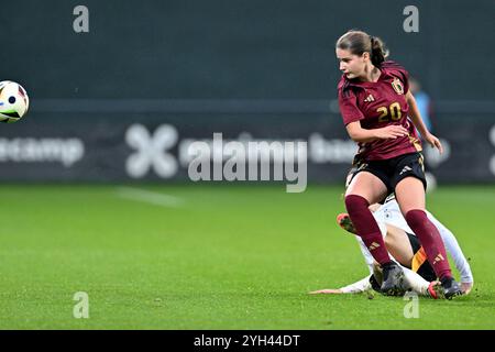 Tubize, Belgique. 09 novembre 2024. Nel Neyrinck (20 ans), de Belgique, photographiée lors d'un match de football entre les équipes nationales féminines de moins de 17 ans d'Allemagne et de Belgique lors de la compétition féminine des moins de 17 ans de l'UEFA ronde 1 journée 3 dans le groupe A2, le samedi 9 novembre 2024 à Tubize, Belgique . Crédit : Sportpix/Alamy Live News Banque D'Images