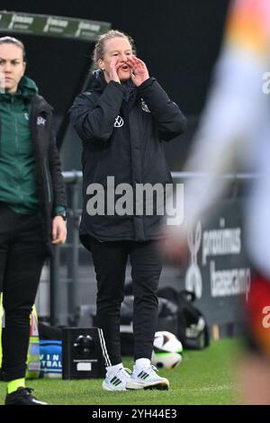 L'entraîneuse-chef allemande Melanie Behringer photographiée lors d'un match de football entre les équipes nationales féminines de moins de 17 ans d'Allemagne et de Belgique lors de la compétition féminine des moins de 17 ans de l'UEFA ronde 1 journée 3 dans le groupe A2 le samedi 9 novembre 2024 à Tubize , Belgique . PHOTO SPORTPIX | David Catry Banque D'Images