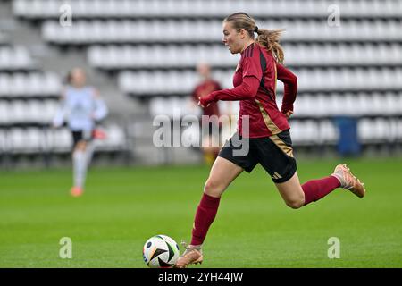 Tubize, Belgique. 09 novembre 2024. Lotte Vanderhaegen (19 ans) de Belgique photographiée lors d'un match de football entre les équipes nationales féminines de moins de 17 ans d'Allemagne et de Belgique dans la compétition féminine des moins de 17 ans de l'UEFA ronde 1 journée 3 dans le groupe A2 le samedi 9 novembre 2024 à Tubize, Belgique . Crédit : Sportpix/Alamy Live News Banque D'Images