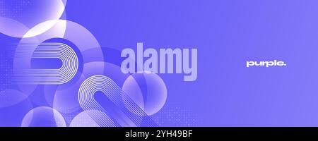 Fond abstrait moderne et minimaliste en violet dégradé. Bannière créative avec formes géométriques de cercle Illustration de Vecteur