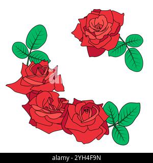 Composition de bouquets de roses Illustration de Vecteur