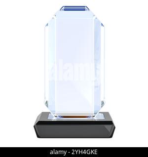 Trophée de prix de verre, maquette. Récompense cristal. Rendu 3D isolé sur fond blanc Banque D'Images