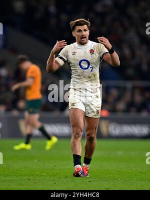 Twickenham, Royaume-Uni. 09 novembre 2024. Autumn International. Angleterre V Australie. Allianz Stadium. Twickenham. Henry Slade (Angleterre) lors du match de rugby England V Australia Autumn International à l'Allianz Stadium, Londres, Royaume-Uni. Crédit : Sport in Pictures/Alamy Live News Banque D'Images