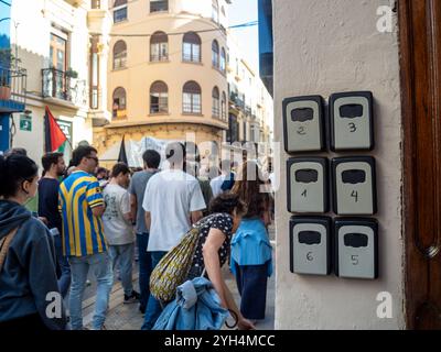 11/09/2024. Malaga, Espagne. Manifestation contre la spéculation immobilière dans la ville de Malaga. Banque D'Images
