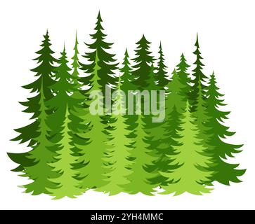 Silhouette de sapins forestiers. Fond horizontal d'épinette de conifères. Panorama des arbres forestiers Illustration de Vecteur