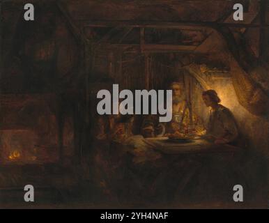 Titre : Philemon et Baucis artiste : Rembrandt van Rijn année : 1658 médium : huile sur panneau transféré sur panneau dimensions : 54,5 × 68,5 cm emplacement : National Gallery, Londres, UK Banque D'Images