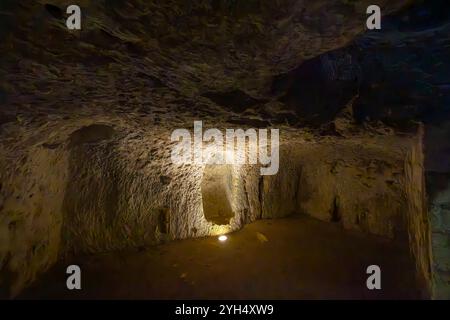 Cave troglodyte dans le château de Breze (Château de Breze), site du patrimoine mondial de l'UNESCO, pays de la Loire, France Banque D'Images