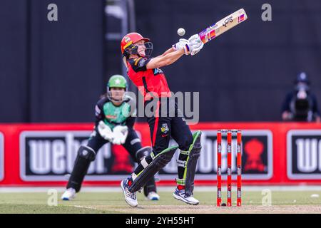 Melbourne, Australie, 9 novembre 2024. Nicole Faltum de Melbourne Renegades Bats lors du match T20 de Weber Women's Big Bash League (WBBL10) entre Melbourne Renegades Women et Melbourne Stars Women au CitiPower Centre Junction Oval le 9 novembre 2024 à Melbourne, Australie. Crédit : Santanu Banik/Speed Media/Alamy Live News Banque D'Images