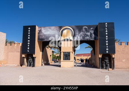 Une entrée aux studios Atlas à Ouarzazate, Maroc. Banque D'Images