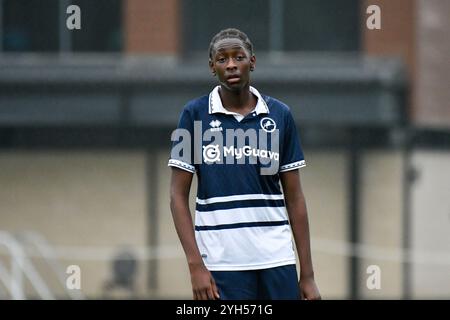 Landore, Swansea, pays de Galles. 9 novembre 2024. Tristan Parkes de Millwall lors du match de la Ligue de développement professionnel des moins de 18 ans entre Swansea City et Millwall au JOMA High performance Centre à Landore, Swansea, pays de Galles, Royaume-Uni le 9 novembre 2024. Crédit : Duncan Thomas/Majestic Media/Alamy Live News. Banque D'Images