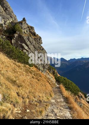 Vues de Kopa Kondracka vers les Tatras slovaques, Slovaquie, révélant de vastes paysages alpins et des sommets lointains Banque D'Images