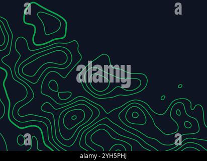 illustration d'arrière-plan vectorielle des lignes de carte topographique vertes Illustration de Vecteur