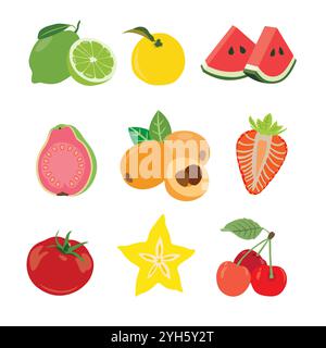 Merveilles des fruits tropicaux. illustration vectorielle Illustration de Vecteur