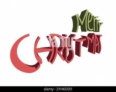 Joyeux Chishtmas texte 3D rendu typographie Graffiti logo symbole Illustration de Vecteur