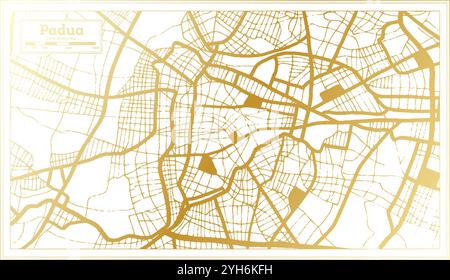 Carte de la ville de Padoue Italie en couleurs dorées dans un style rétro. Carte de contour. Illustration vectorielle. Illustration de Vecteur