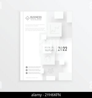 Brochure design minimal, rapport annuel de couverture avec des carrés 3d blanc Illustration de Vecteur