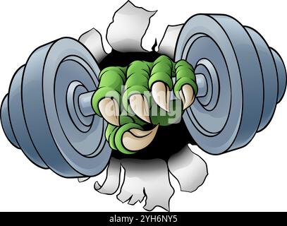 Caw Dumb Bell Gym poids Dumbbell Monster Hand Illustration de Vecteur