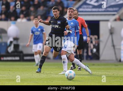 Darmstadt, Deutschland. 09 novembre 2024. 09.11.2024, xdcx, Fussball 2. Bundesliga, SV Darmstadt 98 - Hertha BSC Berlin, emonline, emspor, Despor, v.l., Ibrahim Maza (Hertha BSC Berlin), Philipp Förster (SV Darmstadt 98) LA RÉGLEMENTATION DFL/DFB INTERDIT TOUTE UTILISATION DE PHOTOGRAPHIES COMME SÉQUENCES D'IMAGES ET/OU QUASI-VIDÉO. Crédit : dpa/Alamy Live News Banque D'Images