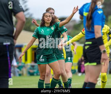 Porirua, Wellington, Nouvelle-Zélande. 20 mars 2024. La remplaçante de Canberra, Jynaya dos Santos, appelle à un appel. Wellington Phoenix contre Canberra United. Ninja A-League Women. Porirua Park. Porirua. Wellington. Nouvelle-Zélande. Canberra United gagne 1-0 (HT 1-0). (Joe Serci/SPP) crédit : SPP Sport Press photo. /Alamy Live News Banque D'Images