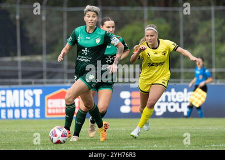 Porirua, Wellington, Nouvelle-Zélande. 20 mars 2024. La capitaine de Canberra Michelle Heyman semble composée sur le ballon. Wellington Phoenix contre Canberra United. Ninja A-League Women. Porirua Park. Porirua. Wellington. Nouvelle-Zélande. Canberra United gagne 1-0 (HT 1-0). (Joe Serci/SPP) crédit : SPP Sport Press photo. /Alamy Live News Banque D'Images