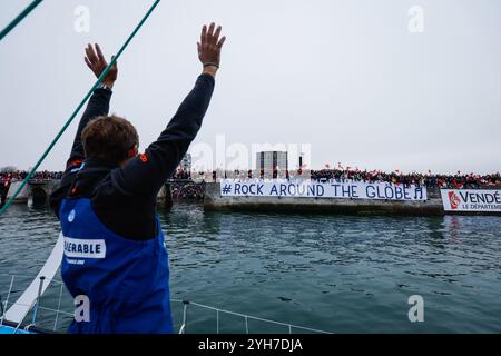 Ruyan Thomas (fra), vulnérable avant le départ du Vendée Globe 2024-2025, 10ème édition de la course de yacht tour du monde en solo, le 9 novembre 2024 aux Sables-d'Olonne, France - photo Pierre Bouras / DPPI Banque D'Images