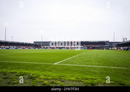 Almere, pays-Bas. 10 novembre 2024. Almere - Aperçu du stade lors de la douzième manche de la saison Eredivisie 2024/2025. Le match se déroule entre Almere City FC et Feyenoord au Yanmar Stadion le 10 novembre 2024 à Almere, aux pays-Bas. Crédit : Box to Box Pictures/Alamy Live News Banque D'Images