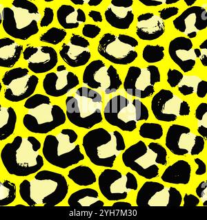 Motif sans couture de pinceau imprimé grunge jaune léopard Illustration de Vecteur