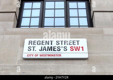 Regent Street, signe de James, City of Westminster, Londres SW1 Banque D'Images