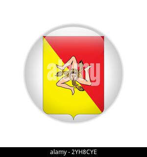 Drapeau blason de Sicile sur le bouton Illustration de Vecteur