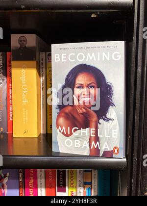 Biographie de Michelle Obama, devenir, à vendre à la librairie locale Banque D'Images