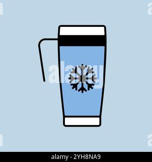 Icône isolée vecteur Thermo CUP de voyage.Panneau hiver.Symbole graphique pour la conception, le logo, l'application, l'interface utilisateur du site Web et des applications de voyage et de tourisme Illustration de Vecteur