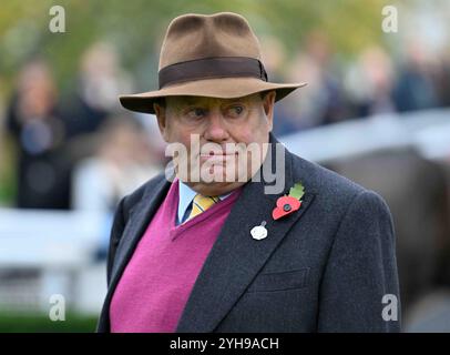 Sandown, Royaume-Uni. 10 novembre 2024. Nicky Henderson dans le ring de la parade à Sandown, Royaume-Uni, 10/11/2024, à l'hippodrome de Sandown, Leicester photo de Paul Blake/Alamy Sports News crédit : Paul Blake/Alamy Live News Banque D'Images