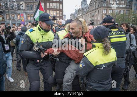 Amsterdam. Pays-Bas.10 novembre 2024.la protestation illégale pro-palestine a pris fin par la police sur la place Dam. Plus d'une centaine de manifestants ont été arrêtés. Credit:Pmvfoto/Alamy Live News Banque D'Images