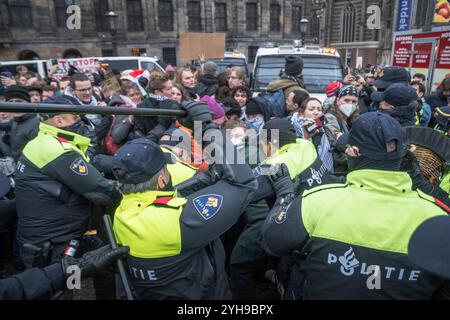 Amsterdam. Pays-Bas.10 novembre 2024.la protestation illégale pro-palestine a pris fin par la police sur la place Dam. Plus d'une centaine de manifestants ont été arrêtés. Credit:Pmvfoto/Alamy Live News Banque D'Images