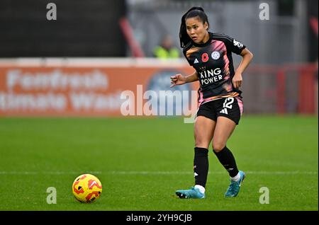 Dagenham, Royaume-Uni. 10 novembre 2024. Super League pour femme. West Ham V Leicester City. Chigwell construction Stadium. Dagenham. Asmita Ale (Leicester City) pendant le match de Super League Womens de West Ham V Leicester City Barclays au Chigwell construction Stadium, Dagenham. Crédit : Sport in Pictures/Alamy Live News Banque D'Images