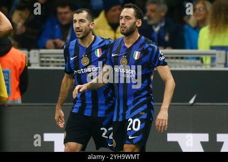 Milan, Lombardie, Italie. 10 novembre 2024. L'Inter's Hakan Calhanoglu célèbre après avoir marqué son premier gol lors du match de Serie A Inter FC SSC Napoli - Stadio Meazza le 10 novembre 2024 à Milan, Italie. (Crédit image : © Ciro de Luca/ZUMA Press Wire) USAGE ÉDITORIAL SEULEMENT! Non destiné à UN USAGE commercial ! Banque D'Images