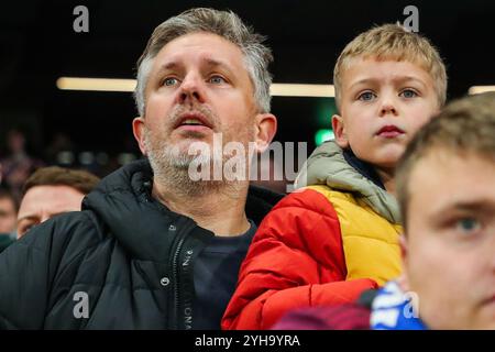 Les fans d'Ipswich Town regardent pendant le match de premier League Tottenham Hotspur vs Ipswich Town au Tottenham Hotspur Stadium, Londres, Royaume-Uni, 10 novembre 2024 (photo par Izzy Poles/News images) Banque D'Images