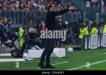 Turin, Italie. 09 novembre 2024. Paolo Vanoli, entraîneur-chef du Torino FC, fait des gestes lors de la Serie A 2024/25 entre la Juventus FC et le Torino FC au stade Allianz. FINAL SCOREJuventus 2 | 0 Torino (photo de Fabrizio Carabelli/SOPA images/Sipa USA) crédit : Sipa USA/Alamy Live News Banque D'Images