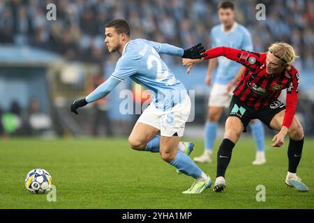 Malmoe, Suède. 10 novembre 2024. Busanello (25) de Malmoe FF vu lors du match Allsvenskan entre Malmoe FF et Brommapojkarna à Eleda Stadion à Malmoe crédit : Gonzales photo/Alamy Live News Banque D'Images