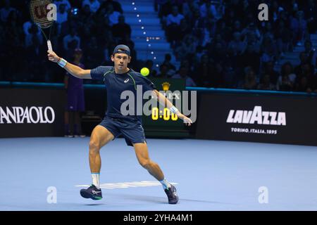 Alexander de Minaur (Australie) pendant le match Agaits Yannik Sinner (Italie) pendant 2024 ATP Nitto finals - Sinner vs de Minaur, match international de tennis à Turin, Italie, 10 novembre 2024 Banque D'Images