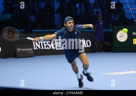 Alexander de Minaur (Australie) pendant le match Agaits Yannik Sinner (Italie) pendant 2024 ATP Nitto finals - Sinner vs de Minaur, match international de tennis à Turin, Italie, 10 novembre 2024 Banque D'Images