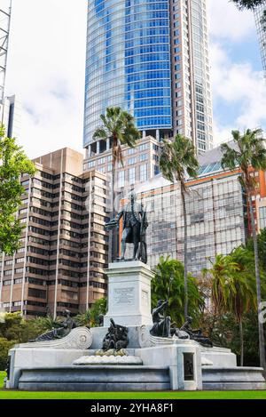 La statue du capitaine Arthur Philip dans le jardin botanique royal de Sydney, en Australie. Il fut le premier gouverneur de Nouvelle-Galles du Sud en 1788-1792 Banque D'Images