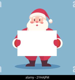 Père noël tenant un papier blanc blanc avec copyspace pour le texte. Illustration vectorielle Illustration de Vecteur
