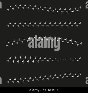 Motif volant d'oiseaux. Concept de migration. Noir et blanc sans couture. Silhouette d'oiseau vecteur. Illustration de Vecteur