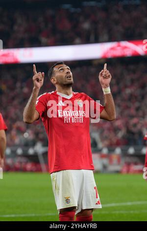 Lisbonne, Portugal. 10 novembre 2024. Vangelis Pavlidis de SL Benfica célèbre son but lors du match de football Liga Portugal BWIN entre SL Benfica et FC Porto à l'Estadio da Luz à Lisbonne, Portugal. 11/11/2024 crédit : Brazil photo Press/Alamy Live News Banque D'Images