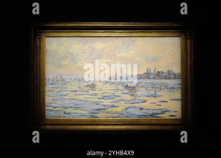 New York, États-Unis. 08 novembre 2024. La Seine à Lavacourt, débâcle de Claude Monet (1880), vente aux enchères estimée à 4-6 millions de dollars, exposée chez Christie's à New York, NY le 8 novembre 2024. (Photo de Stephen Smith/Sipa USA) crédit : Sipa USA/Alamy Live News Banque D'Images