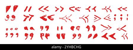 Jeu de guillemets. Écriteaux manuscrits crayons rouges. Collection d'icônes pour citer des déclarations, discours direct dans la bulle de discours. Vecteur Illustration de Vecteur